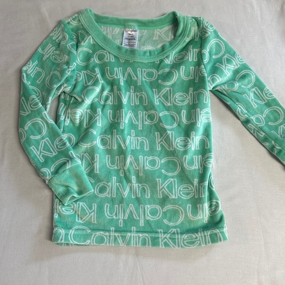 Calvin Klein - Long sleeve velour/plush sup soft Green Kids Shirt - Picture 1 of 4